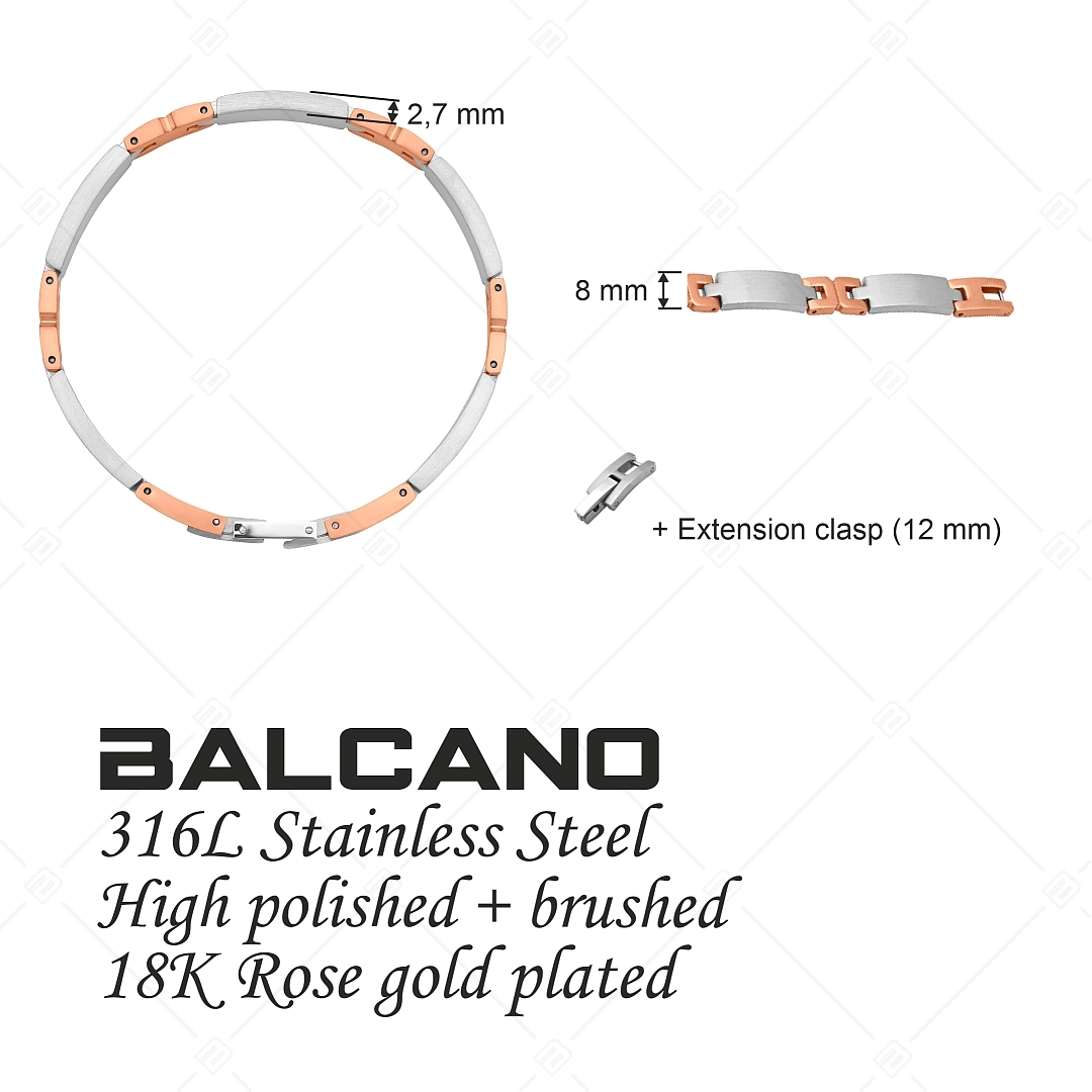 BALCANO - Hailey / Bracelet en acier inoxydable avec finition satinée et avec motif en forme de "H" plaqué or rose 18K (441491BC96)