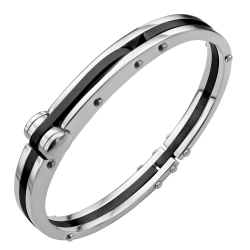 BALCANO - Beverly / Bracelet unique en acier inoxydable avec hautement polie, plaqué PVD noir