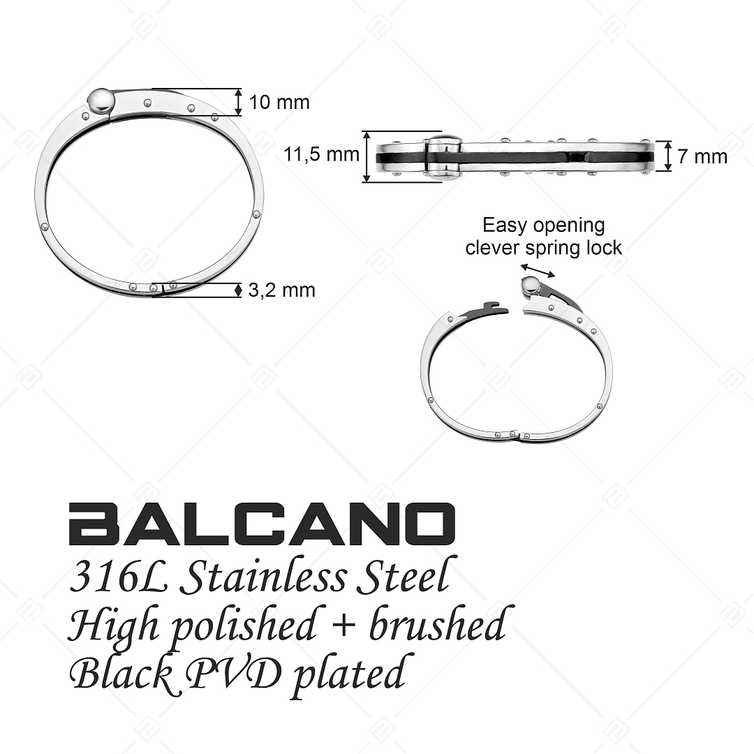 BALCANO - Beverly / Unique Stainless Steel Bangle With High Polish and Black PVD Plated (441492BC11)