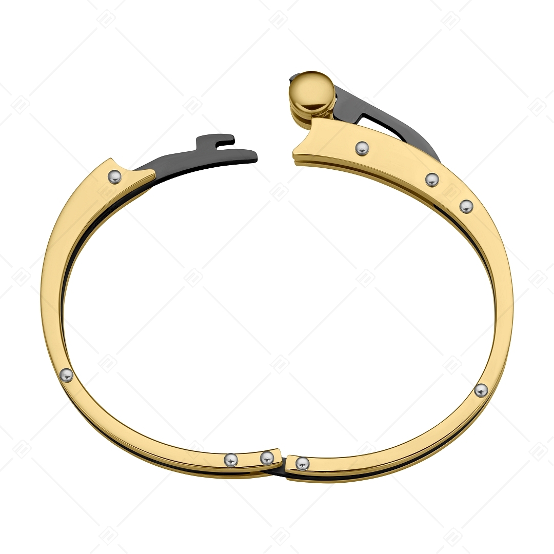 BALCANO - Beverly / Bracelet unique en acier inoxydable avec hautement polie, plaqué or 18K et PVD noir (441492BC88)