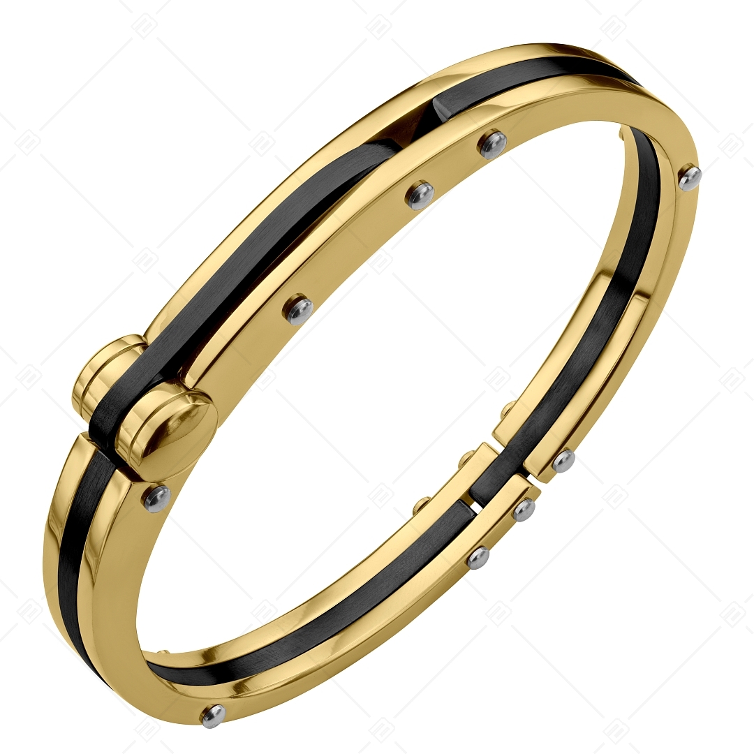 BALCANO - Beverly / Bracelet unique en acier inoxydable avec hautement polie, plaqué or 18K et PVD noir (441492BC88)