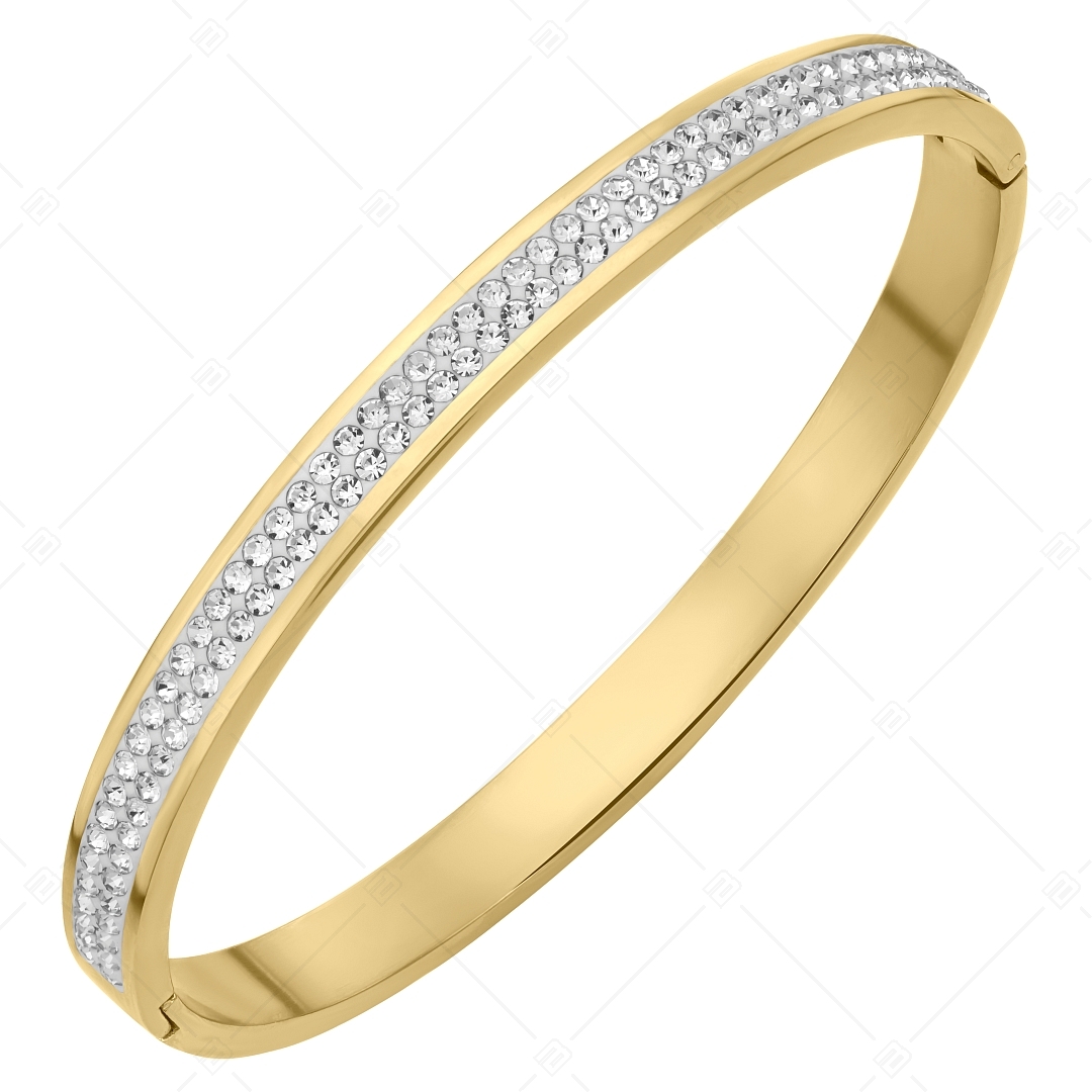 BALCANO - Yvette / Stainless Steel Bangle Bracelet with Crystals In Double Row, 18K Gold Plated (441495BC88)