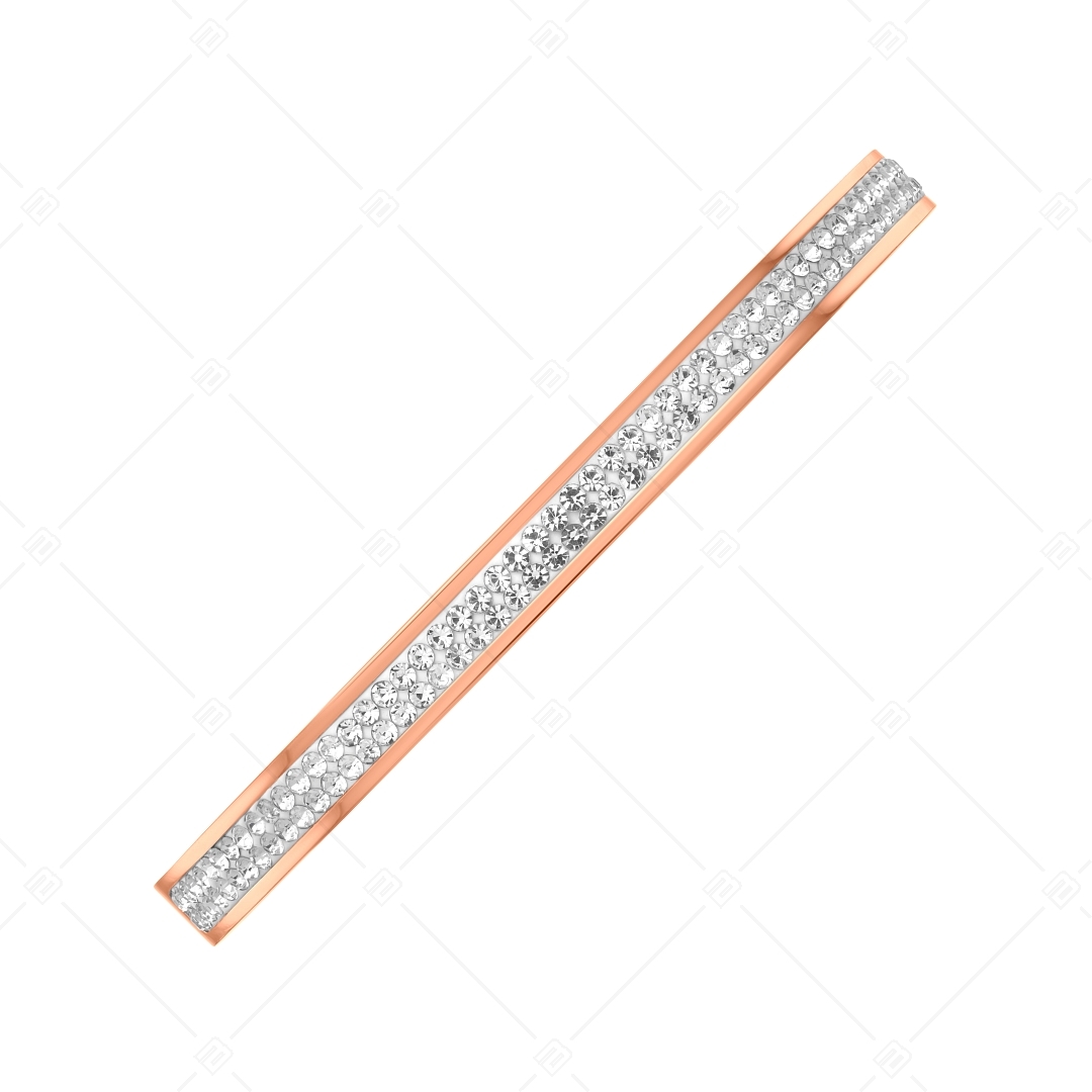 BALCANO - Yvette / Stainless Steel Bangle Bracelet With Crystals In Double Row, 18K Rose Gold Plated (441495BC96)