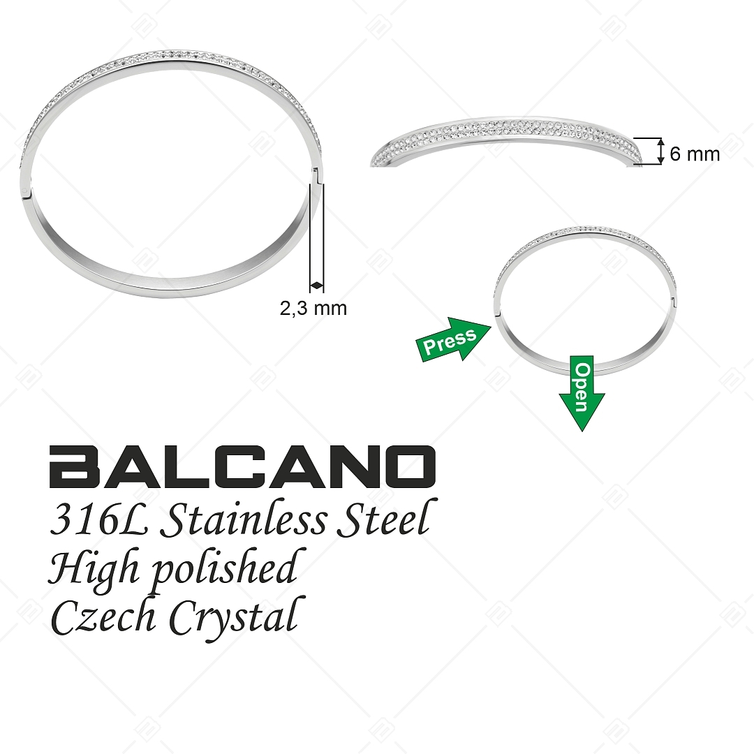 BALCANO - Yvette / Stainless Steel Bangle Bracelet with Crystals In Double Row, High Polished (441495BC97)