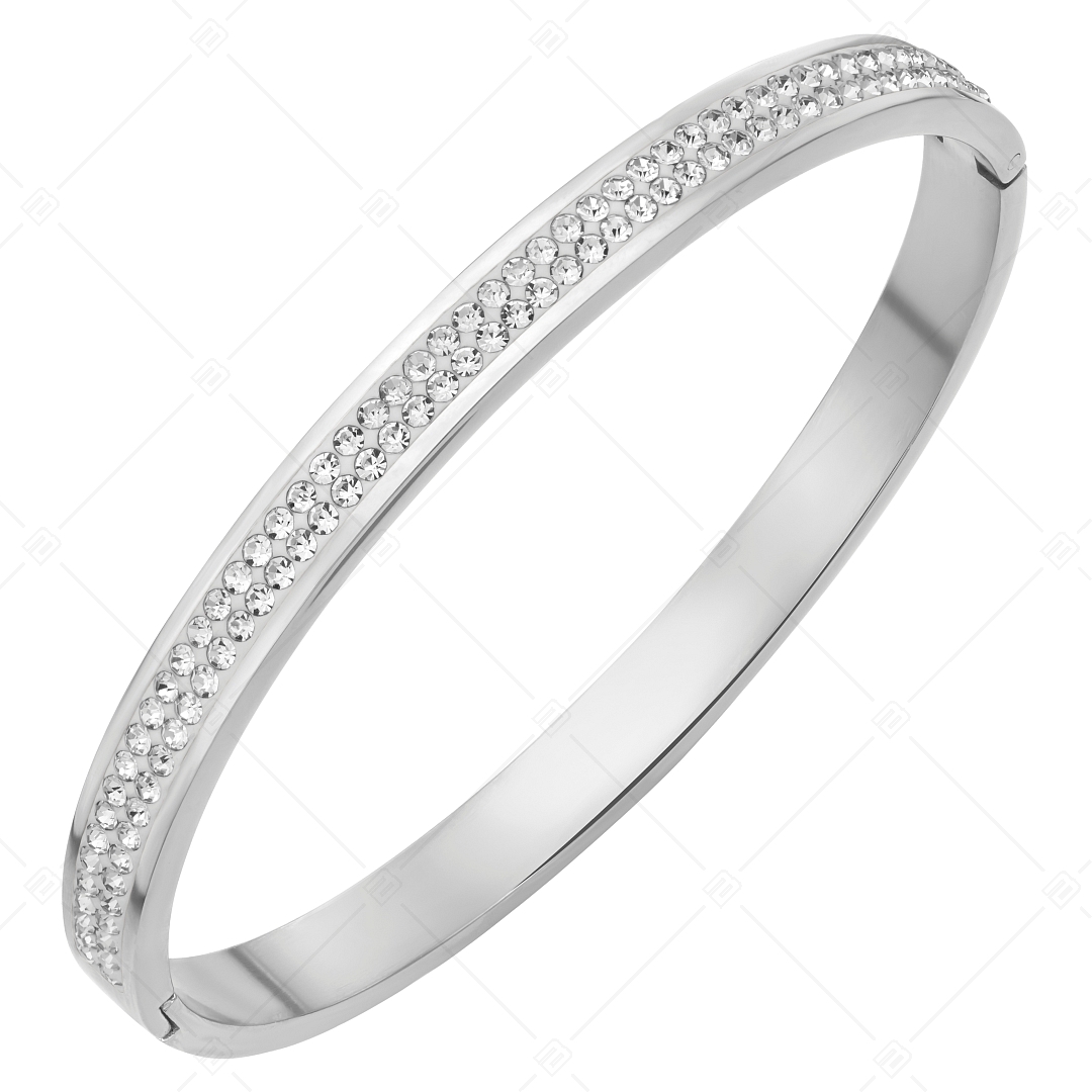 BALCANO - Yvette / Stainless Steel Bangle Bracelet with Crystals In Double Row, High Polished (441495BC97)