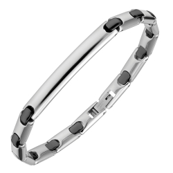 BALCANO - Taylor / Bracelet gravable, arrondi en acier inoxydable avec hautement polie et plaqué PVD noir