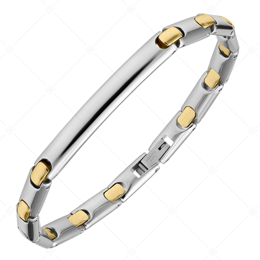 BALCANO - Taylor / Bracelet gravable, arrondi en acier inoxydable avec hautement polie et plaqué or 18K (441497BL88)