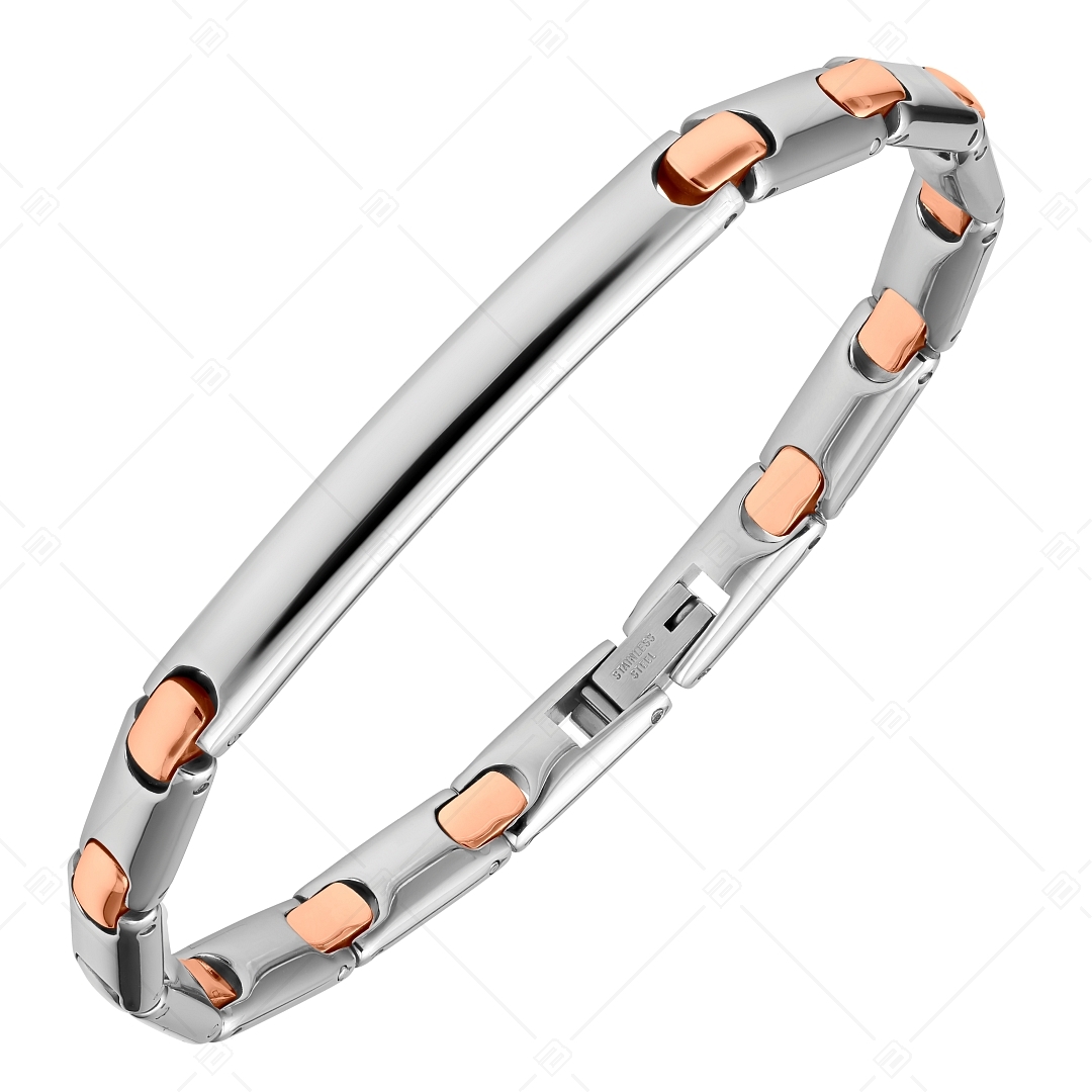 BALCANO - Taylor / Engravable, Rounded Stainless Steel Bracelet With High Polish, 18K Rose Gold Plated (441497BL96)