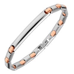BALCANO - Taylor / Engravable, Rounded Stainless Steel Bracelet With High Polish, 18K Rose Gold Plated