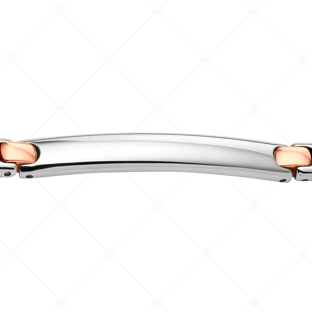 BALCANO - Taylor / Bracelet gravable, arrondi en acier inoxydable avec hautement polie et plaqué or rose 18K (441497BL96)