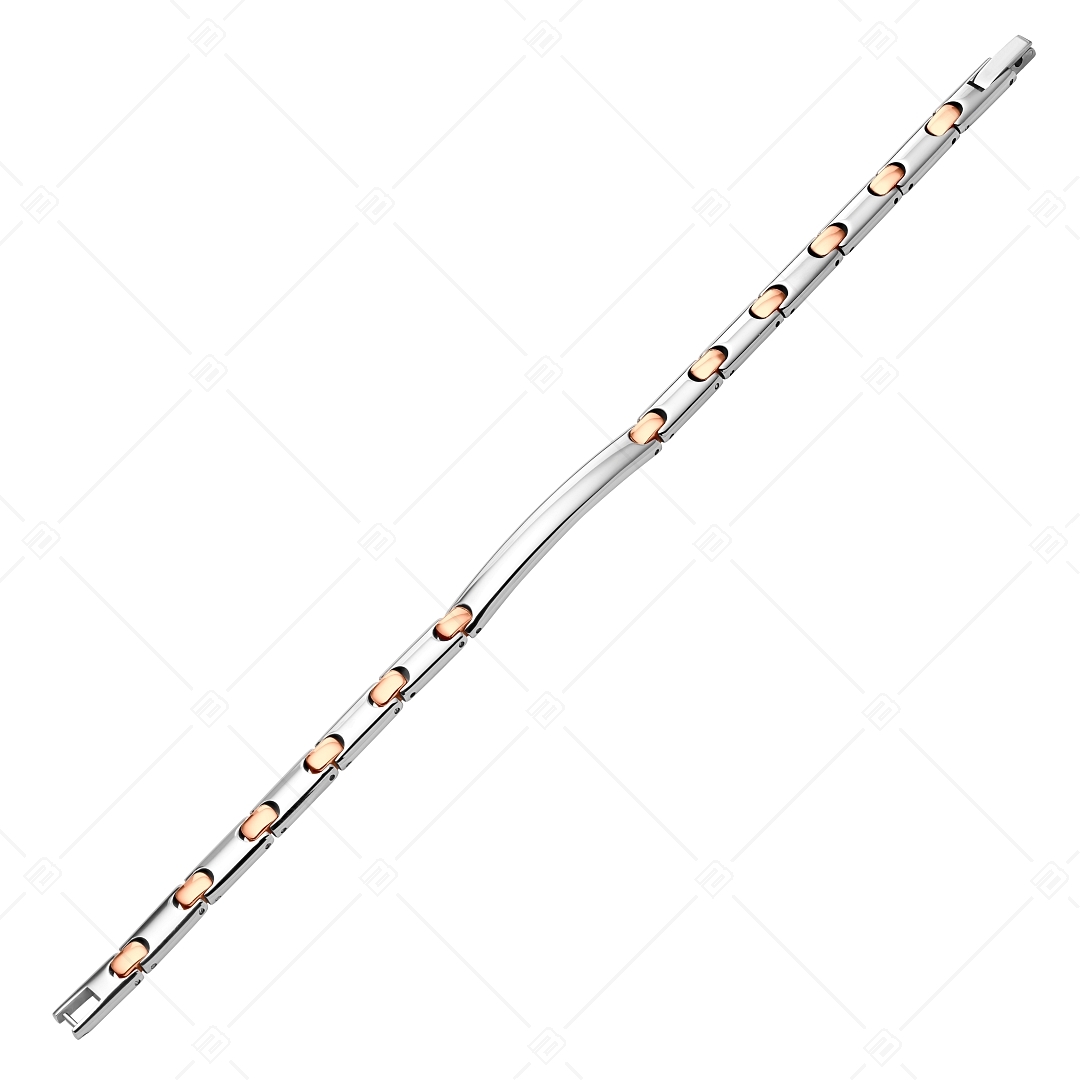 BALCANO - Taylor / Bracelet gravable, arrondi en acier inoxydable avec hautement polie et plaqué or rose 18K (441497BL96)