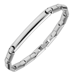BALCANO - Taylor / Engravable, Rounded Stainless Steel Bracelet With High Polish