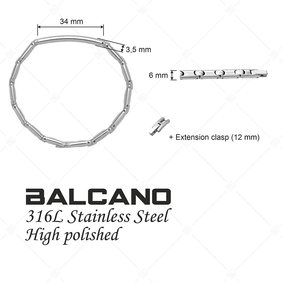 BALCANO - Taylor / Engravable, Rounded Stainless Steel Bracelet With High Polish (441497BL97)