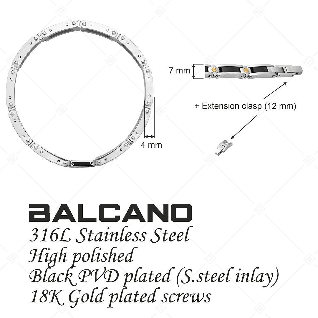 BALCANO - Robin / Stainless Steel Bracelet With Black PVD Plated Inlays and 18K Gold Plated (441498BL88)