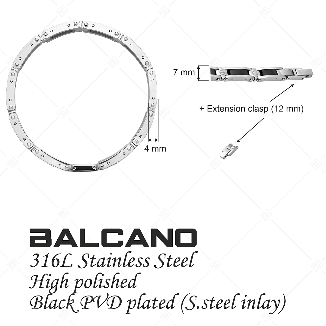 BALCANO - Robin / Edelstahl Armband mit schwarz PVD-beschichteten Einlagen (441498BL97)