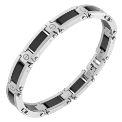 BALCANO - Robin / Stainless Steel Bracelet With Black PVD Plated Inlays