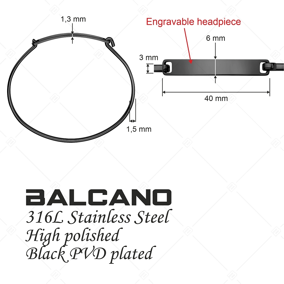 BALCANO - Clara / Bracelet en acier inoxydable de style minimal avec hautement polie, plaqué PVD noir (441499BC11)