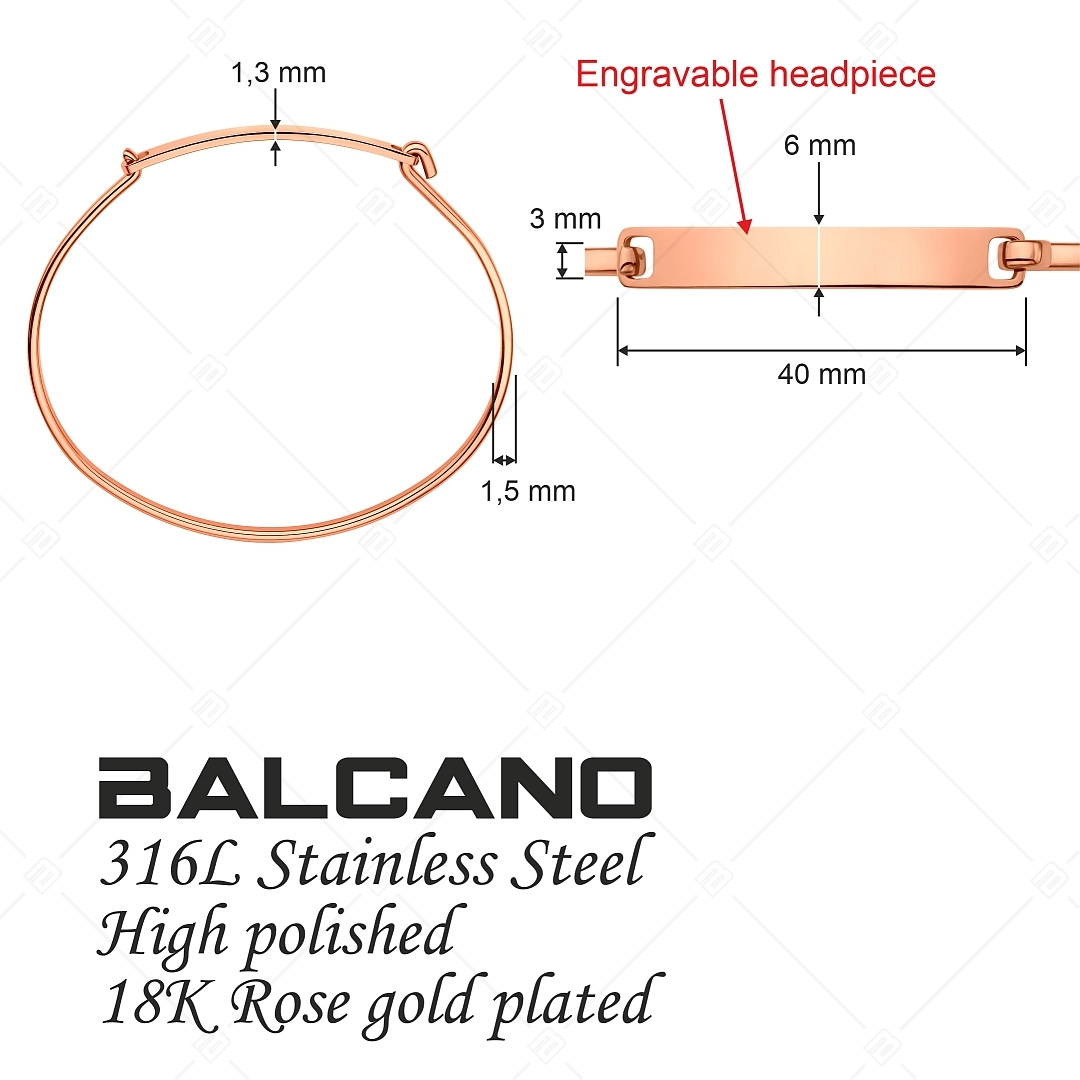BALCANO - Clara / Minimal Style Stainless Steel Bangle With High Polish, 18K Rose Gold Plated (441499BC96)