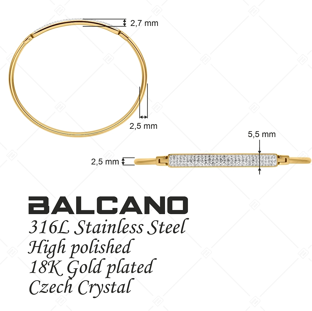 BALCANO - Brittany / Bracelet en acier inoxydable avec hautement polie, plaqué or 18K et avec cristaux tchèques (441500BC88)