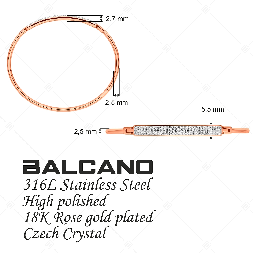 BALCANO - Brittany / Bracelet en acier inoxydable avec hautement polie, plaqué or rose 18K et avec cristaux tchèques (441500BC96)