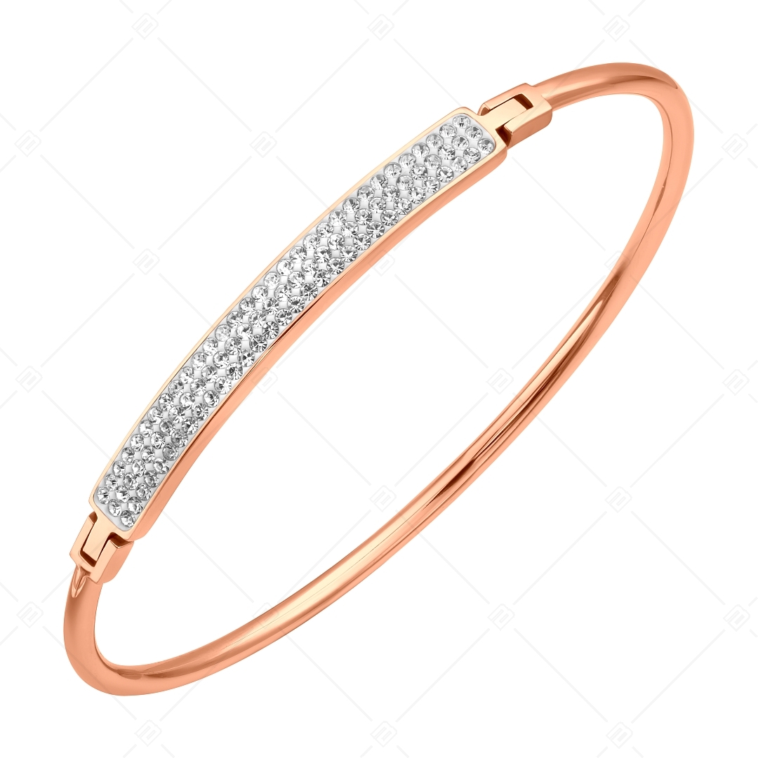 BALCANO - Brittany / Stainless Steel Bangle With High Polish, 18K Rose Gold Plated And Czech Crystals (441500BC96)