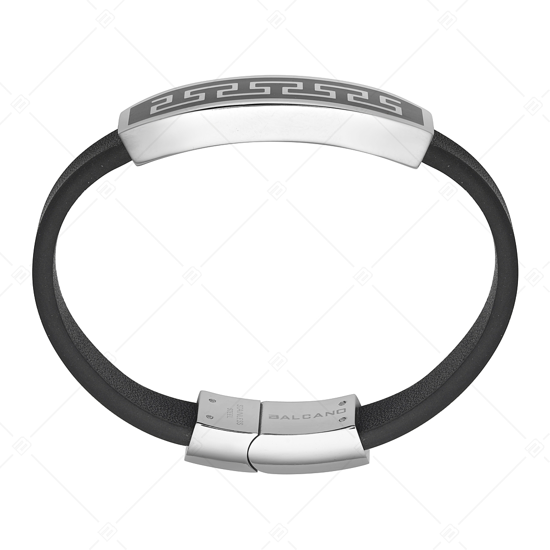 BALCANO - Romeo / Bracelet en cuir de qualité avec tête en acier inoxydable à motifs grecs (442004BL99)