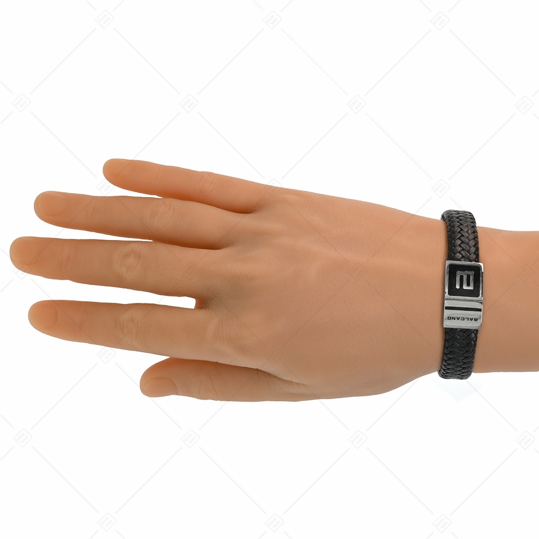 BALCANO - Leone / Geflochtenes Leder armband mit einzigartigem Verschlusskopf aus Edelstahl (442005BL99)