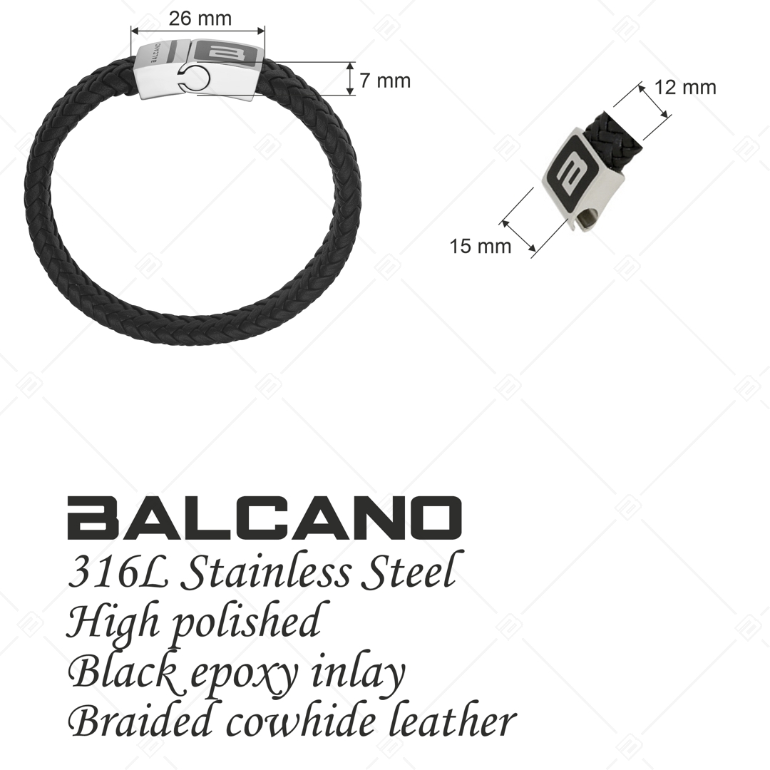 BALCANO - Leone / Bracelet en cuir tressé avec une pièce de tête du fermoir en acier inoxydable unique en son genre (442005BL99)