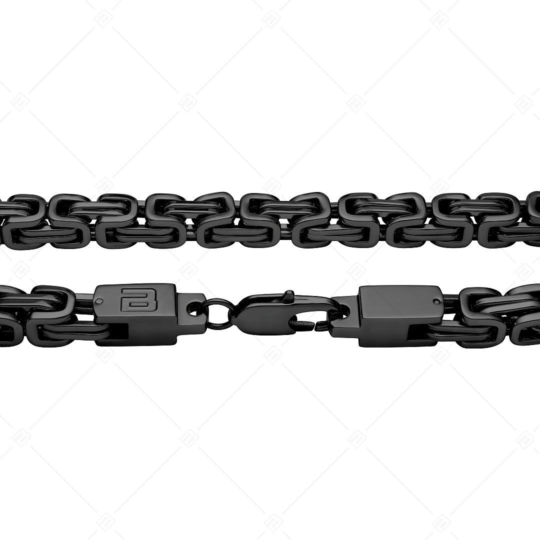 BALCANO - King's Braid / Bracelet chaîne byzantine en acier inoxydable, avec hautement polie et plaqué PVD noir - 7 mm (442010BL11)