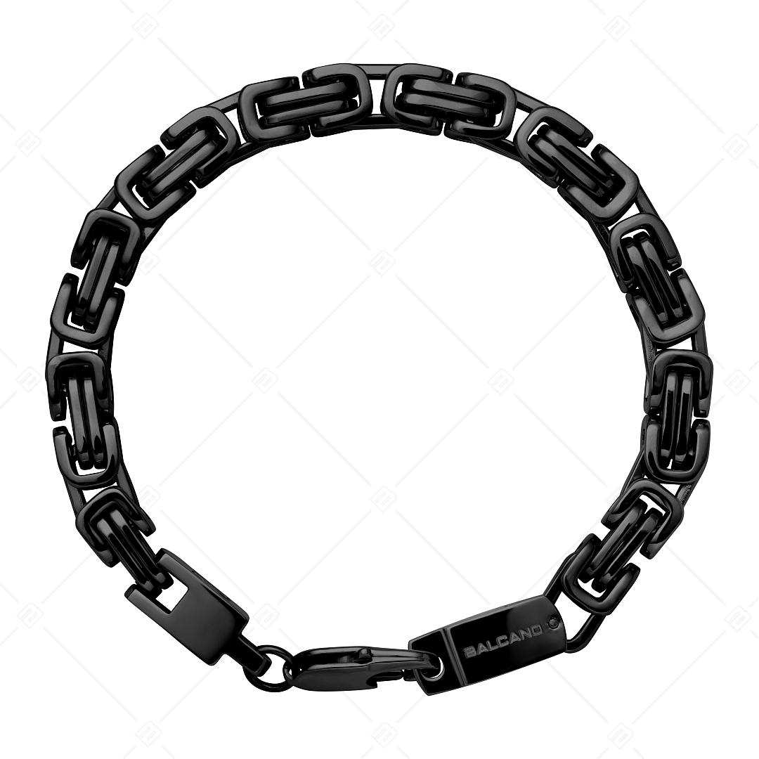 BALCANO - King's Braid / Bracelet chaîne byzantine en acier inoxydable, avec hautement polie et plaqué PVD noir - 7 mm (442010BL11)