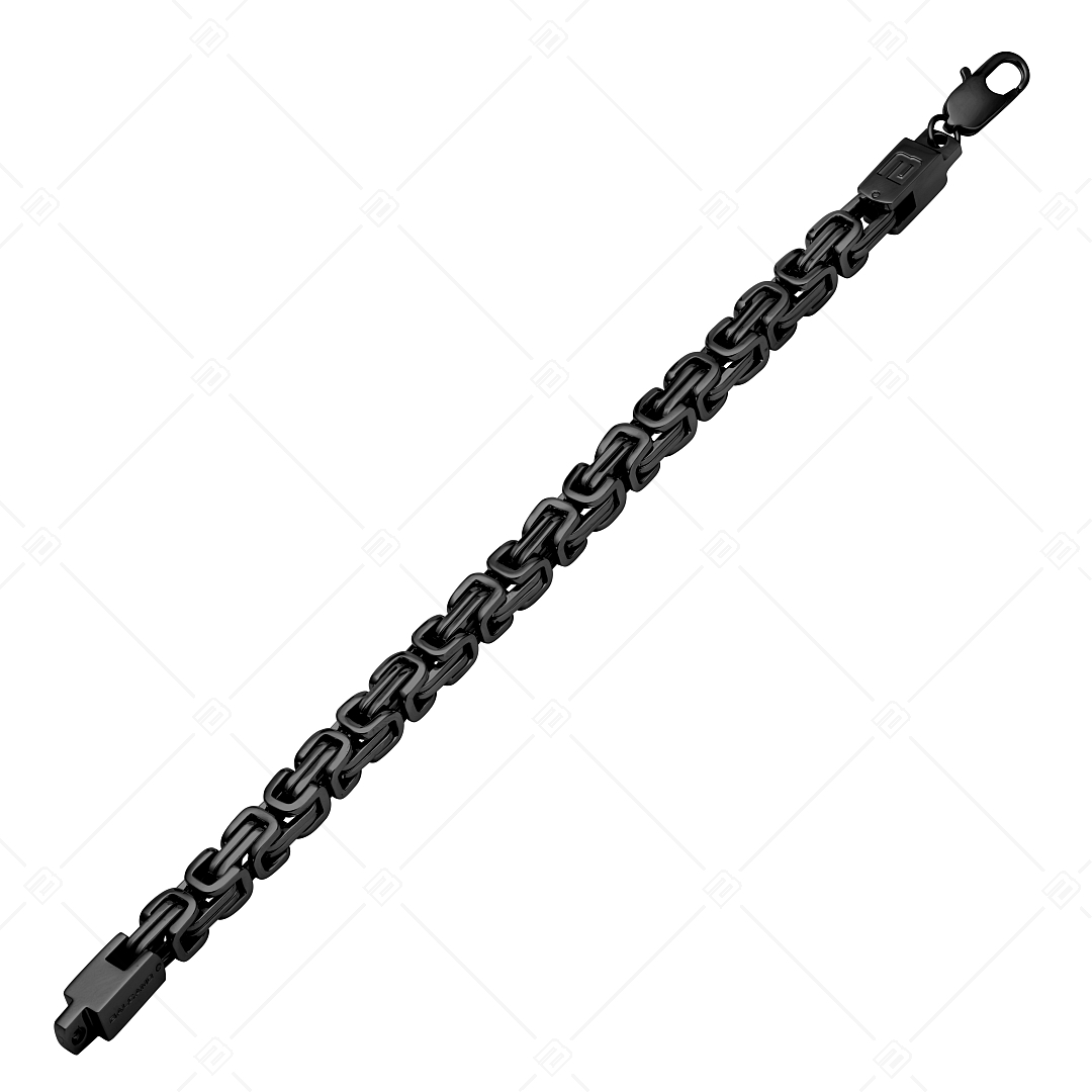 BALCANO - King’s Braid / Edelstahl Quaratische Königkette, Byzantinische Ketten Armband, schwarze PVD Beschichtung- 7 mm (442010BL11)
