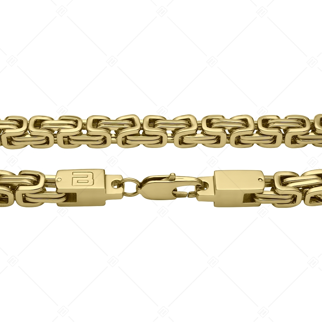 BALCANO - King's Braid / Stainless Steel Byzantine Chain Bracelet, With High Polish, 18K Gold Plated - 7 mm (442010BL88)
