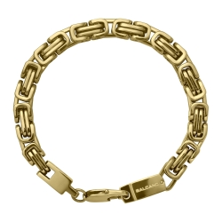 BALCANO - King's Braid / Stainless Steel Byzantine Chain Bracelet, With High Polish, 18K Gold Plated - 7 mm