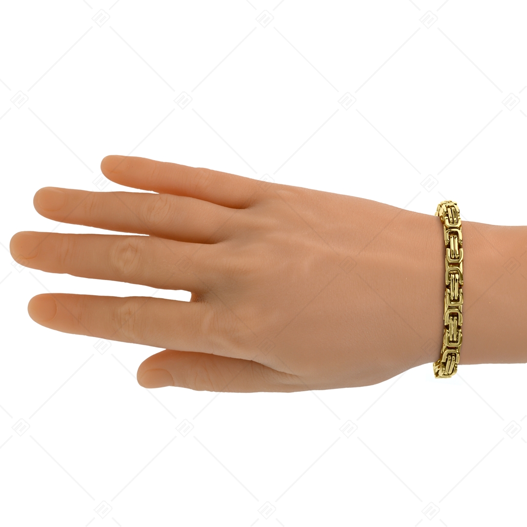 BALCANO - King’s Braid / Edelstahl Quaratische Königkette, Byzantinische Ketten Armband, 18K Vergoldung - 7 mm (442010BL88)