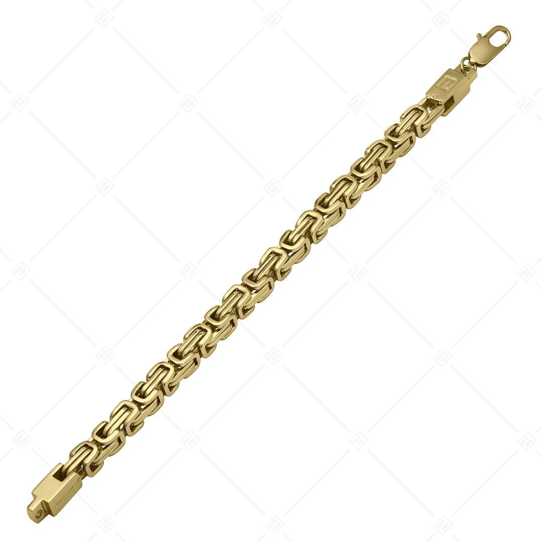 BALCANO - King's Braid / Bracelet chaîne byzantine en acier inoxydable, avec hautement polie et plaqué or 18K - 7 mm (442010BL88)