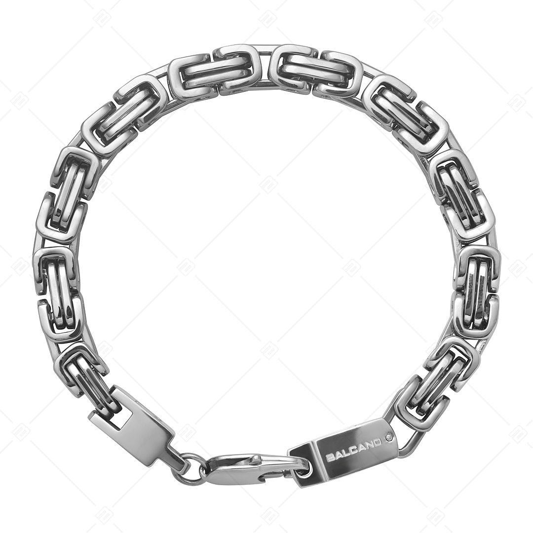 BALCANO - King's Braid / Bracelet chaîne byzantine en acier inoxydable, tresse du Roi à maille carrée - 7 mm (442010BL99)