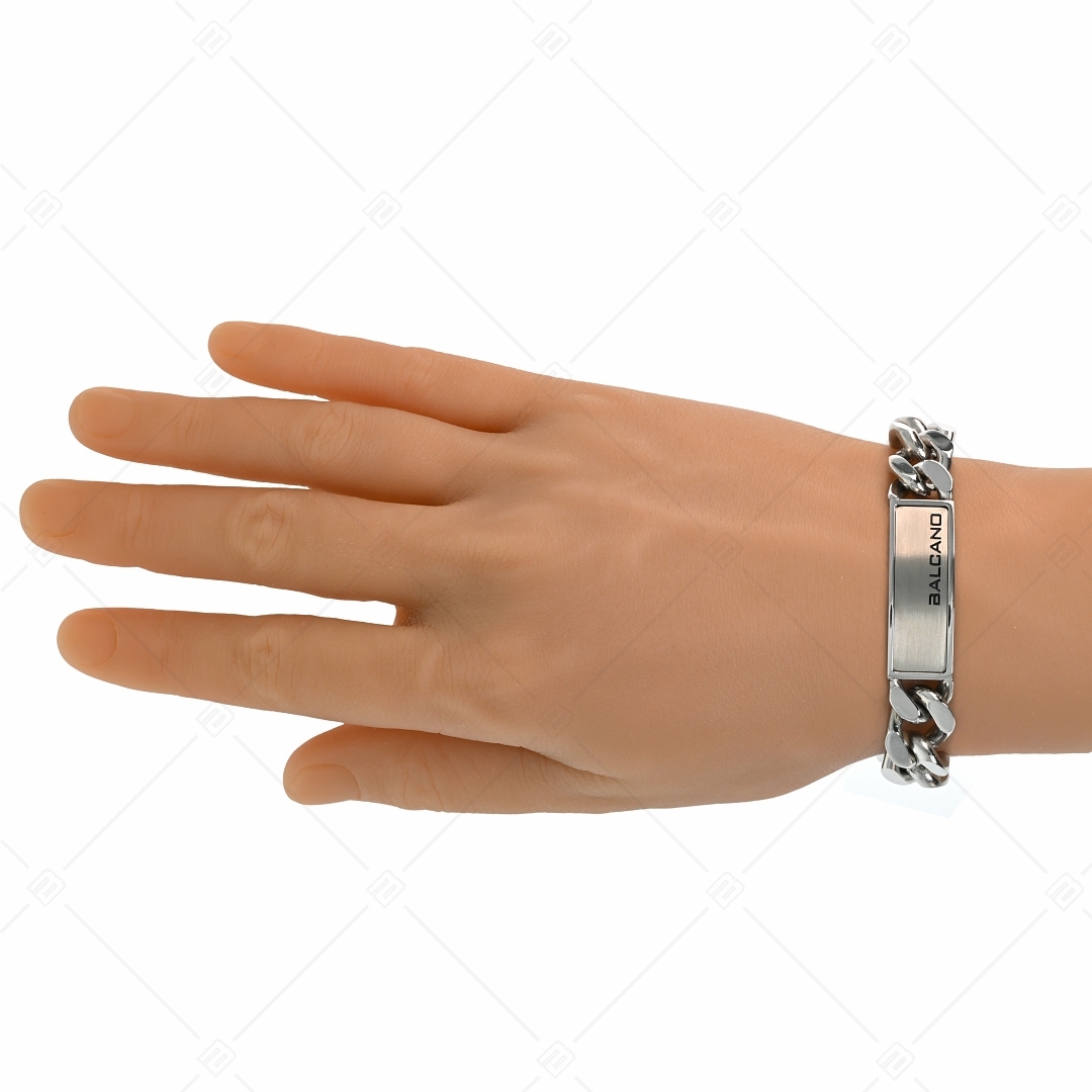 BALCANO - Steel Curb / Stainless Steel Curb Bracelet With Stainless Steel Headpiece (442013BL99)