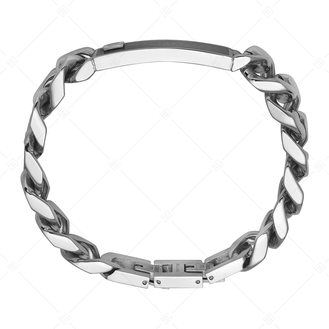 BALCANO - Carbon Curb / Stainless Steel Pancer Bracelet With Carbon Fibre Inlay Headpiece (442014BL99)