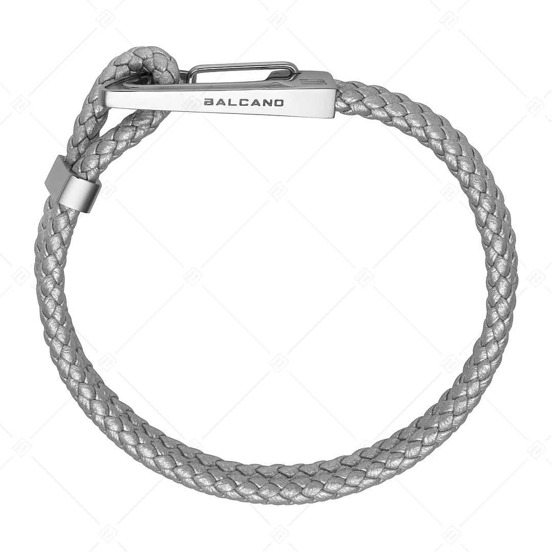 BALCANO - Enzo / Bracelet cuir doublement tressé couleur argentée avec fermoir unique en acier inoxydable (442016BL99)