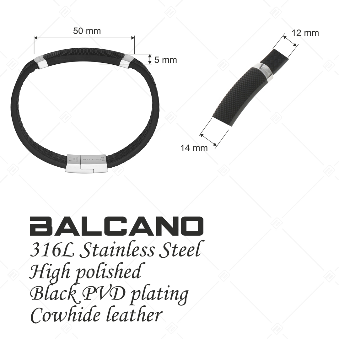 BALCANO - Marco / Bracelet en cuir avec motif en damier et tête unique en acier inoxydable (442017BL99)
