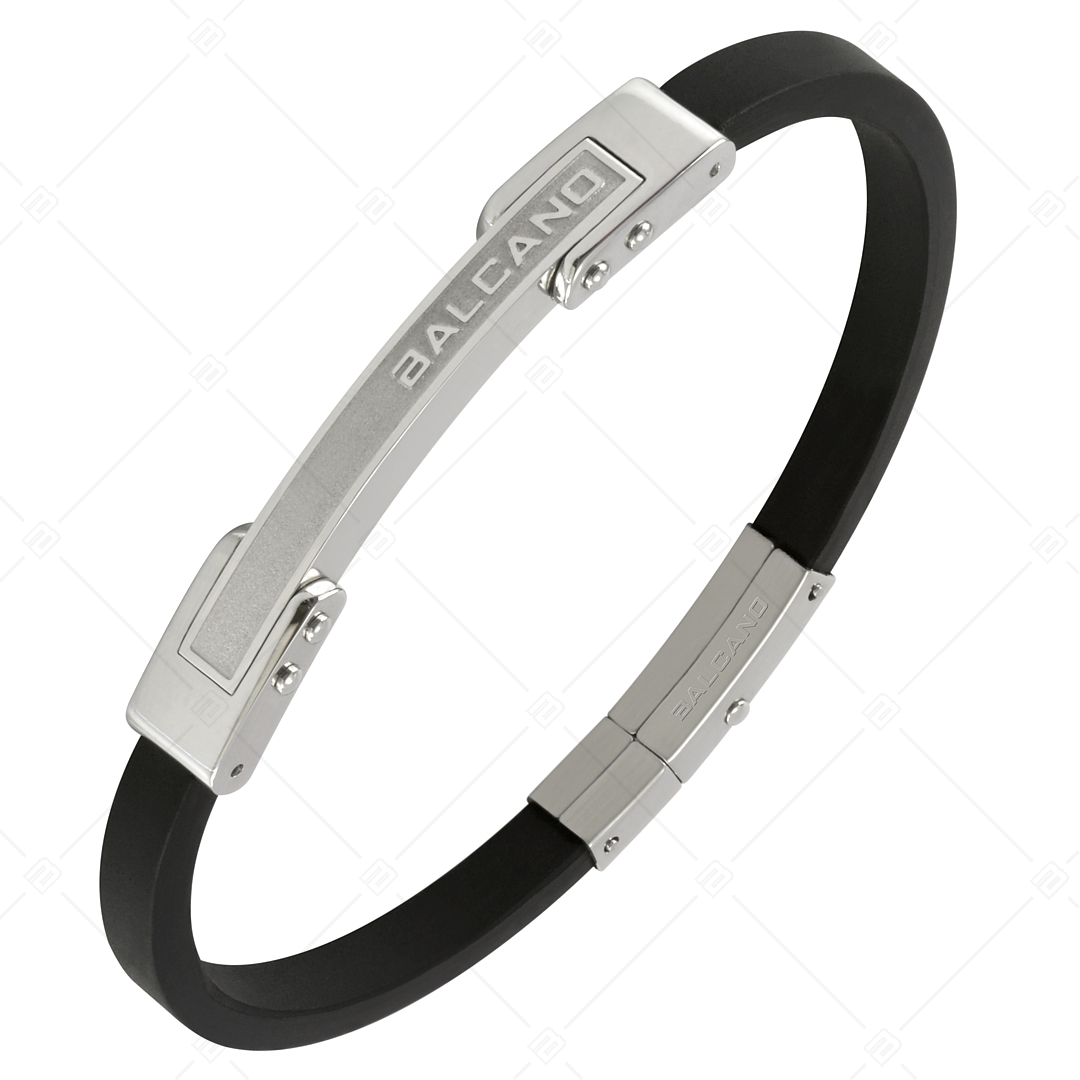 BALCANO - Franco /  Black Rubber Bracelet With Elegant Stainless Steel Headpiece (442018BL99)