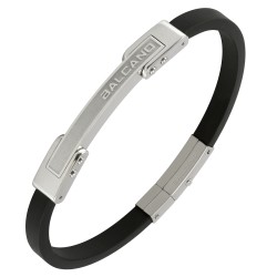BALCANO - Franco /  Black Rubber Bracelet With Elegant Stainless Steel Headpiece