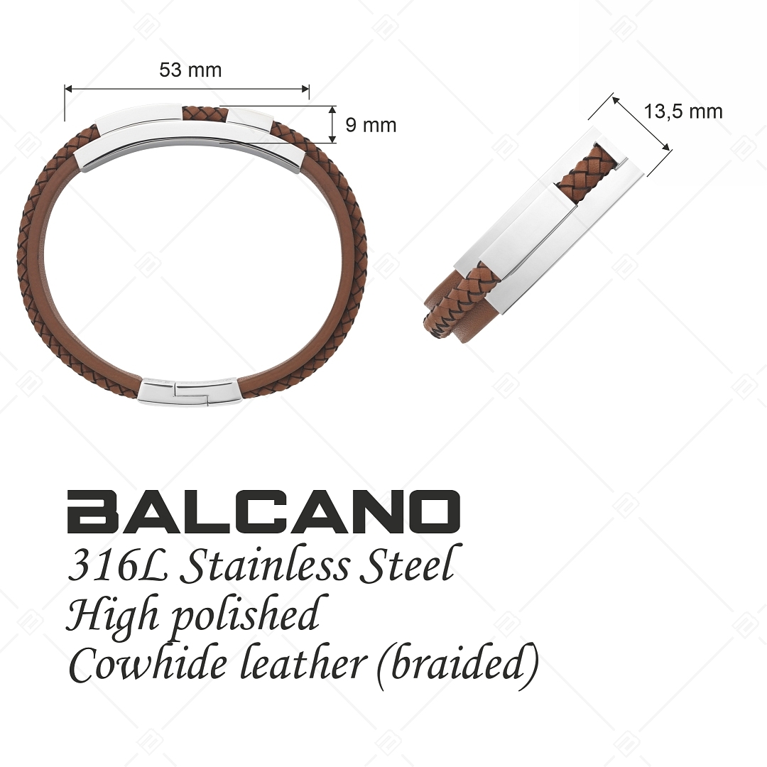 BALCANO - Forte / Bracelet en cuir véritable avec éléments en acier inoxydable (442021BL66)