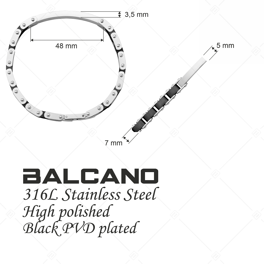 BALCANO - Vito / Bracelet en acier inoxydable avec hautement polie et plaqué PVD noir (442023BL11)
