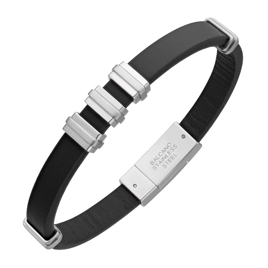 BALCANO - Trevor / Echtes Leder armband mit Edelstahlelementen (442024BL11)
