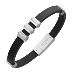 BALCANO - Trevor / Echtes Leder armband mit Edelstahlelementen