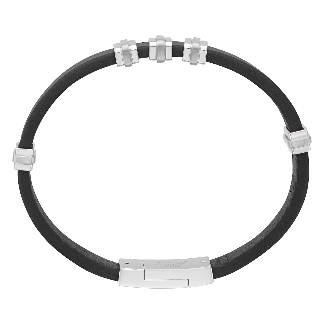 BALCANO - Trevor / Echtes Leder armband mit Edelstahlelementen (442024BL11)