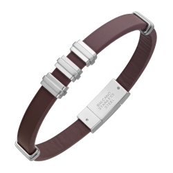BALCANO - Trevor / Echtes Leder armband mit Edelstahlelementen