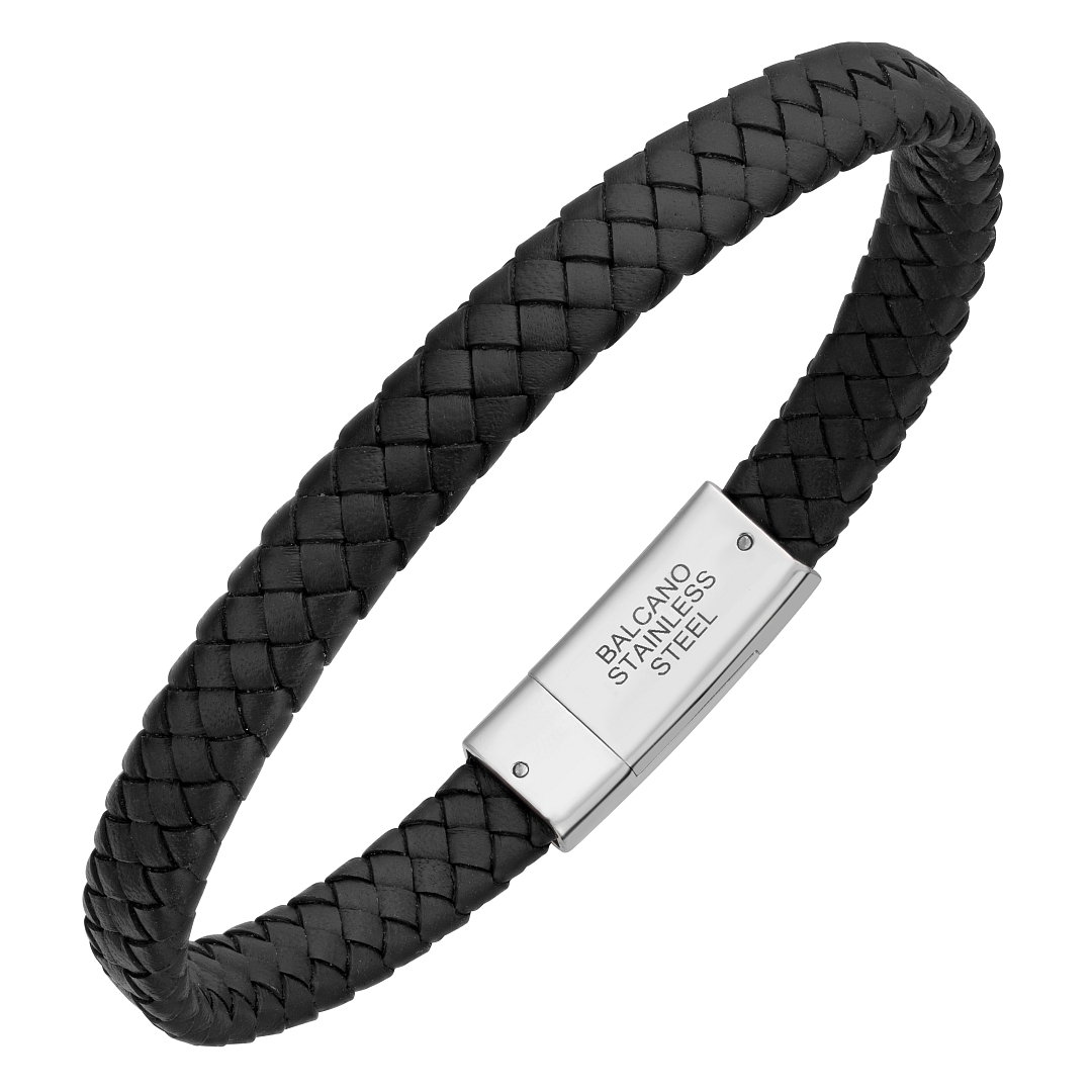 BALCANO - Logan / Bracelet en cuir véritable avec éléments en acier inoxydable (442026BL11)