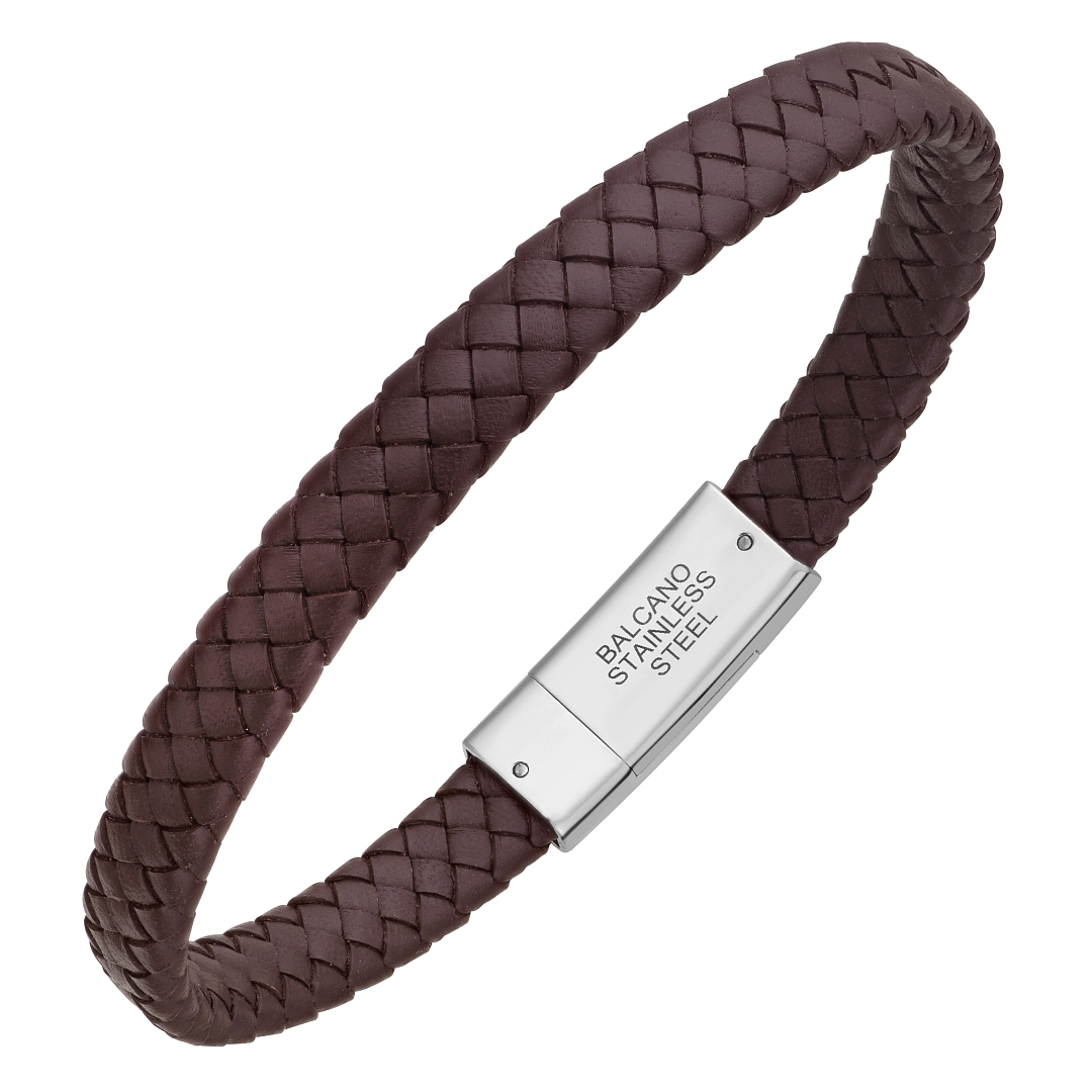 BALCANO - Logan / Bracelet en cuir véritable avec éléments en acier inoxydable (442026BL66)